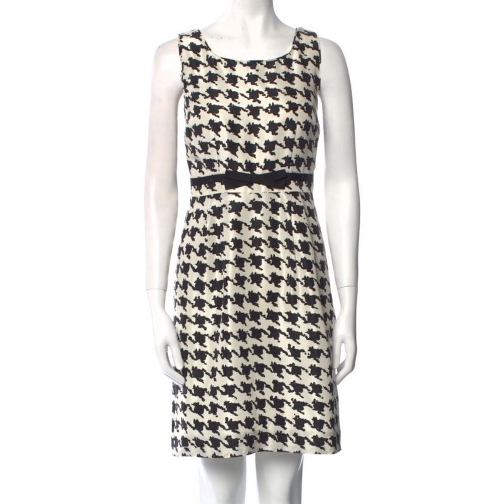 Kate Spade Ivory Black Houndstooth Sheath Dress 6 Silk